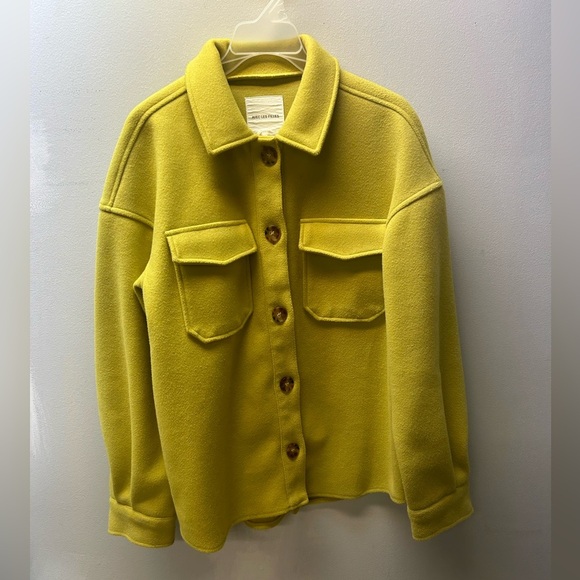 Avec Les Filles Jackets & Blazers - Avec Les Filles Yellow Utility Flannel Shacket